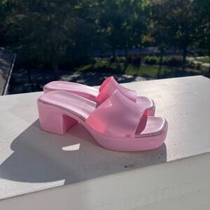 Lulus Pink Jelly Platform Mule Sandals Amazing Condition super comfortable